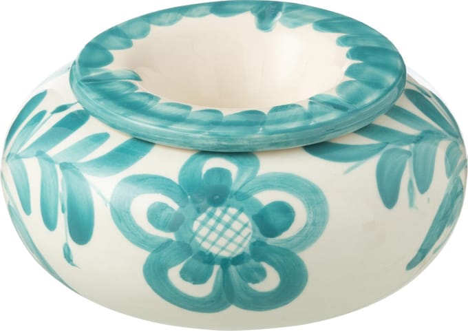 J-Line asbak Granada - keramiek - wit/aqua - large