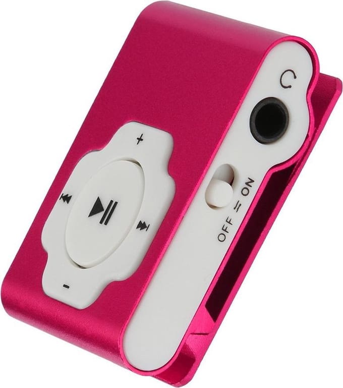 Mini mp3 speler | inclusief usb data kabel en oordopjes | geschikt voor micro sd-kaart (exclusief) | roze