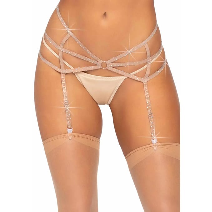 Strass Gekruiste Jarretelles Dames Leg Avenue