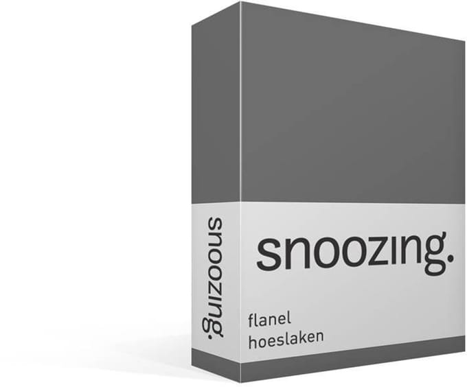 Snoozing - Flanel - Hoeslaken - Tweepersoons - 140x200 cm - Antraciet