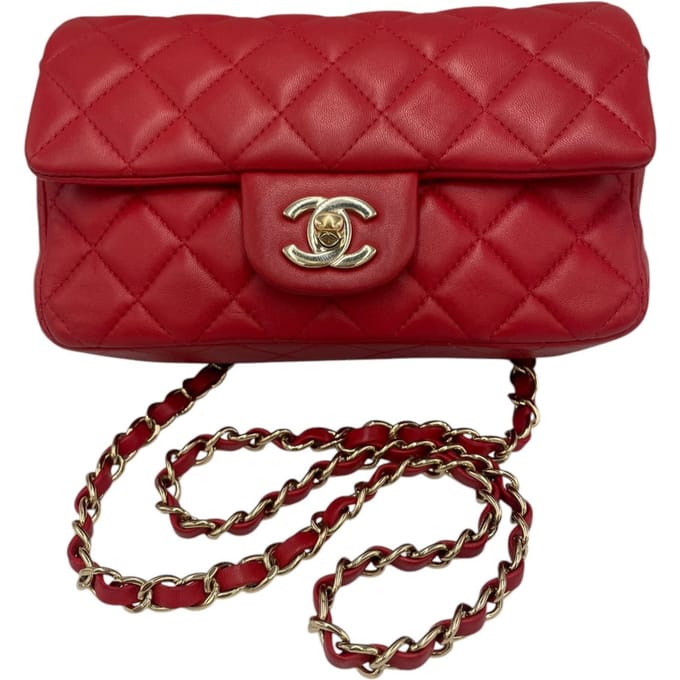 Chanel Classic Double Flap Klein Rood Lamsleer Goud