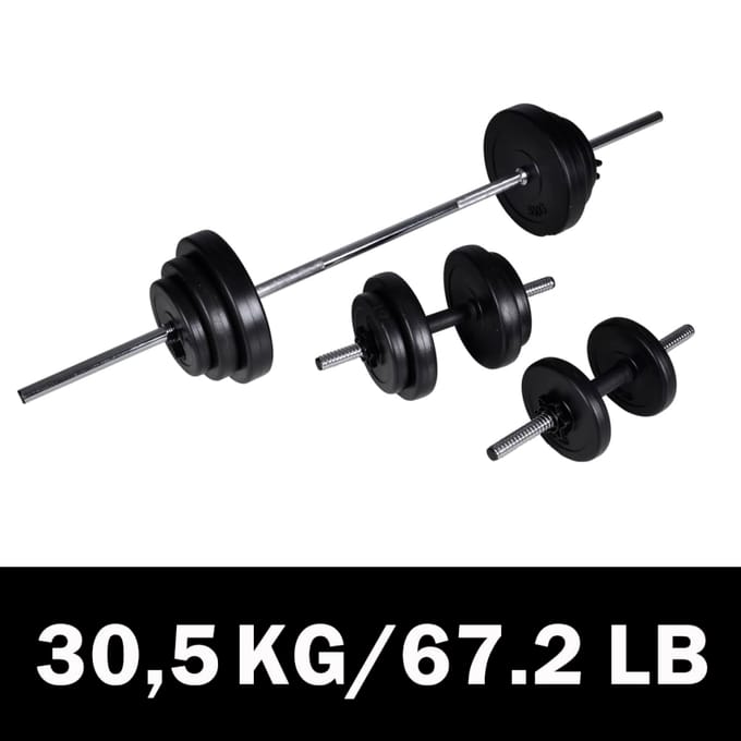 vidaXL - Barbell- - en - dumbbellset - 30,5 - kg