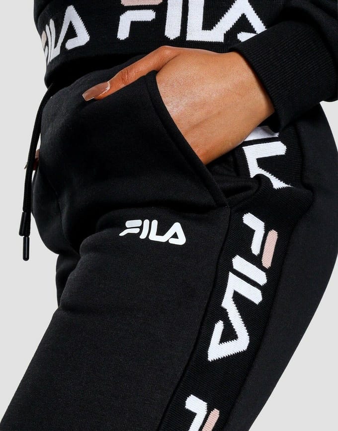 Fila Womens Jacquared Pnl Pnt Joggers Zwart