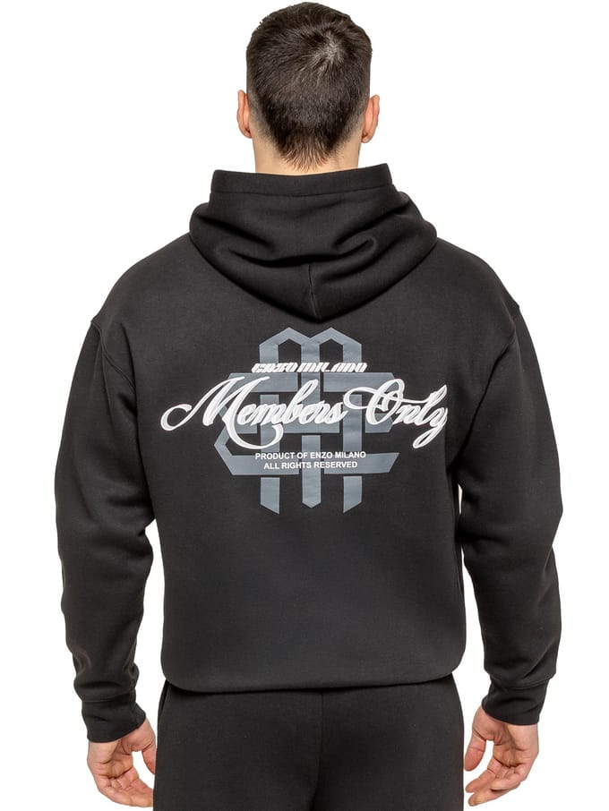 Enzo Milano Heren Oversized Bedrukte Hoodie