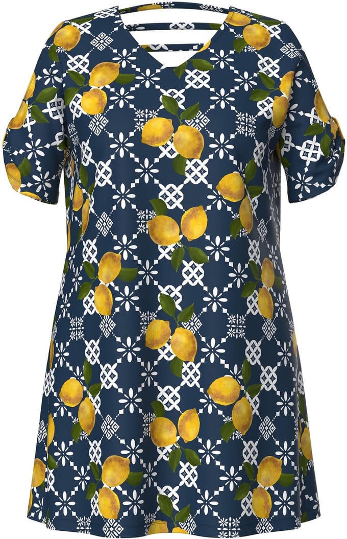 Ulla Popken - Dames - Midi-jurken - Donkerblauw - Maat 42+