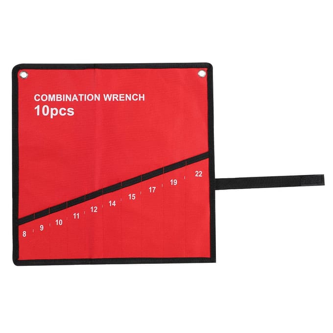 Multi-Pocket Oprolbare Gereedschapsopbergtas Steeksleutel Tang Moersleutelhouder Canvas Organizer(10 Zakken) red