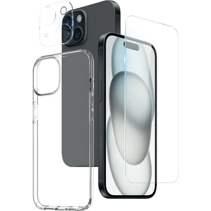 Northjo Apple iPhone 15 All-in-One Protection Pack Transparant