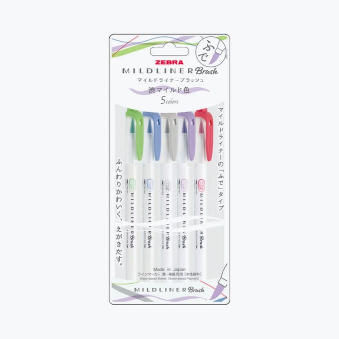 Zebra Mildliner Brush Pennen - Cool. & Refined Colors - Set van 5