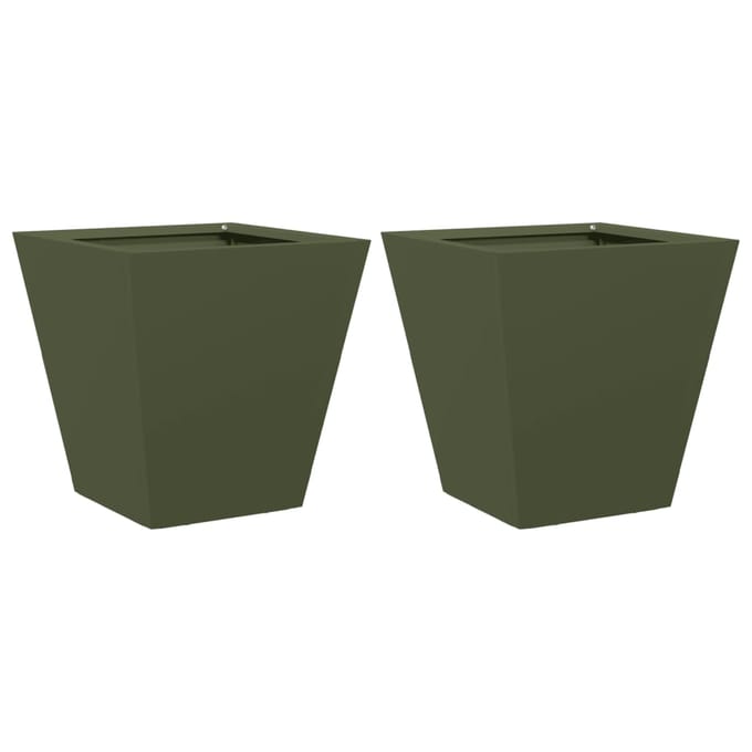 vidaXL - Plantenbakken - 2 - st - 30x30x30 - cm - staal - olijfgroen