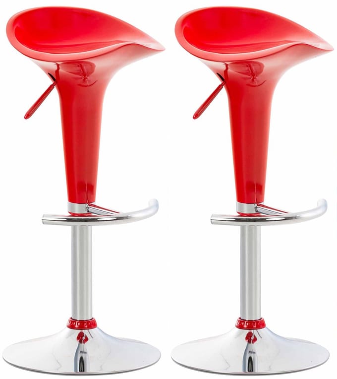 CLP Saddle Set van 2 barkrukken - Verstelbaar - Voetsteun - Kunststof - rood