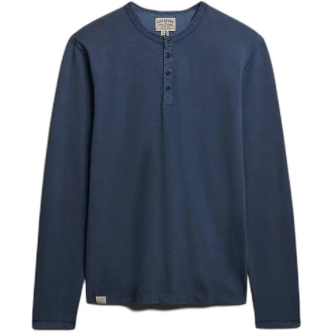 Superdry - Slub Jersey Henley Top met Lange Mouwen - Heren - Tops