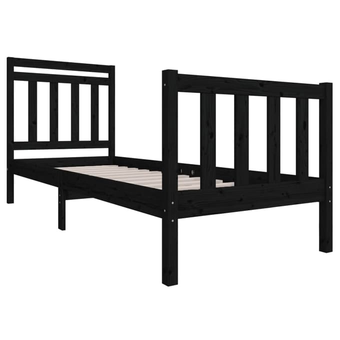 vidaXL - Bedframe - massief - hout - zwart - 75x190 - cm