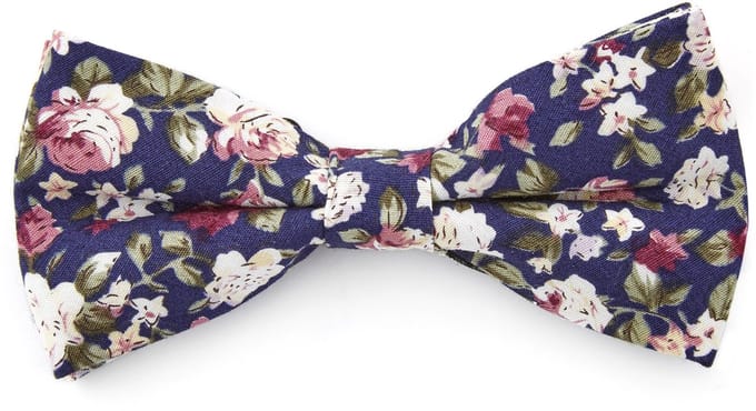 Donkerblauwe Vlinderdas met Bloemenmotief