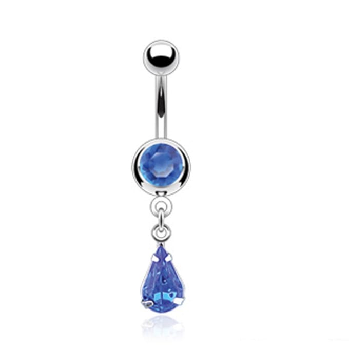 Navelpiercing hanger druppel - blauw - LMPiercings