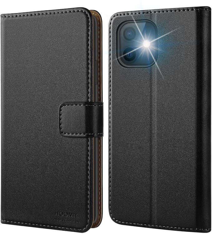 Allecto - Magflip Case voor iPhone 12 Mini - Lederen Hoesje - Zwart