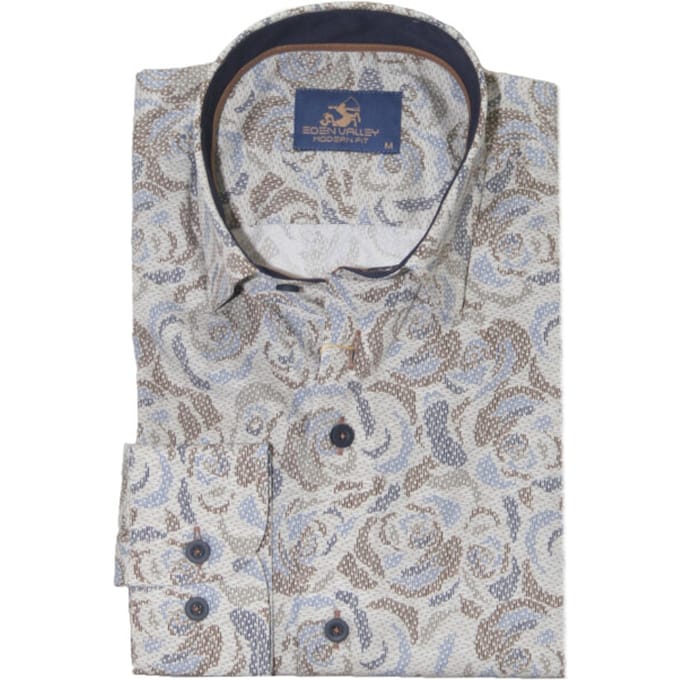 Eden Valley - Lange mouw overhemd - Mannen - 3XL - Gebroken wit - Katoen - 514998 Modern fit