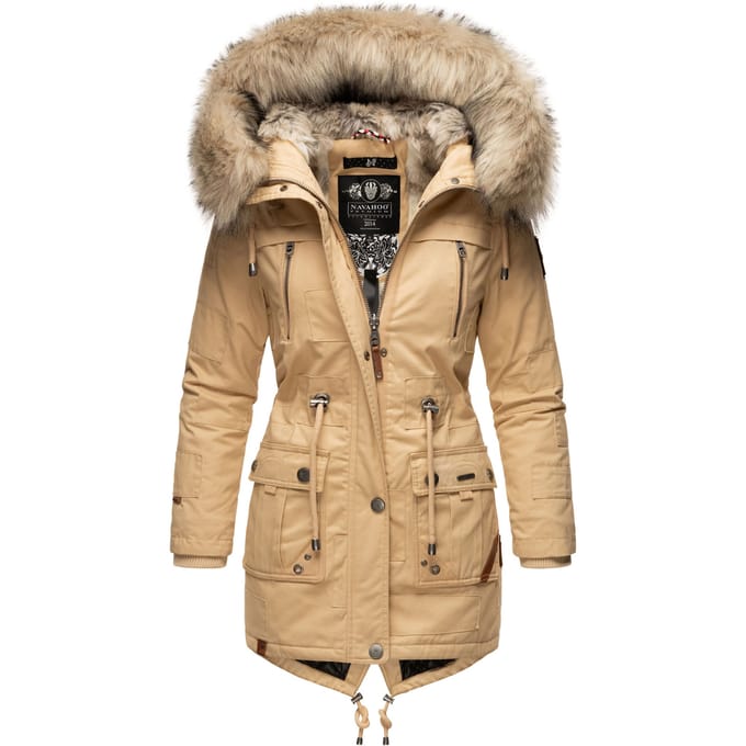 Navahoo Premium Dames Winterjas Honigfee – Warme Parka met Afneembare Kunstbontkraag