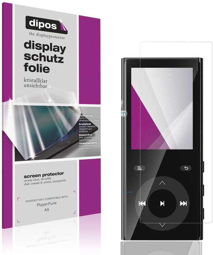 dipos – 4x Beschermfolie geschikt voor PlayerPure A9 | Krasbestendige & heldere Screenprotector Ultra-Thin