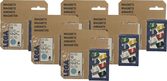 Lega Magneten 12x21mm blauw - 6 x 10 stuks
