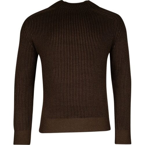 Thomas Maine Trui Turtle Two Color Brioche Rib Knit Dark Olive / male