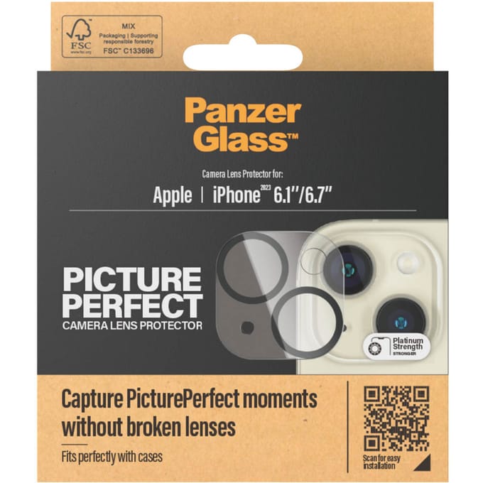 PanzerGlass Screenprotector geschikt voor Apple iPhone 15 Glazen | PanzerGlass PicturePerfect Camera Protector - Case Friendly - Zwart