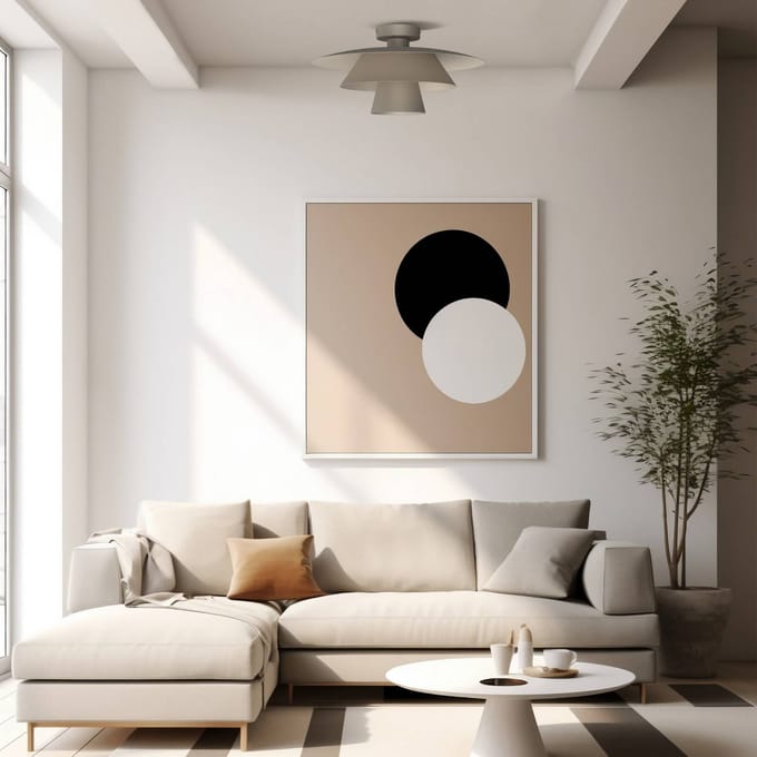 Luminex Plafondlamp Plato, beige, metaal, Ø 38 cm, E27