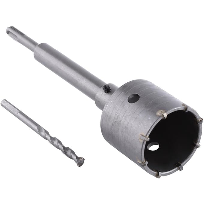 Mèche Béton 65mm Scie Trépan Coupeur de Trous Muraux Set Brique Ciment Pierre Tige 200mm Avec Clé