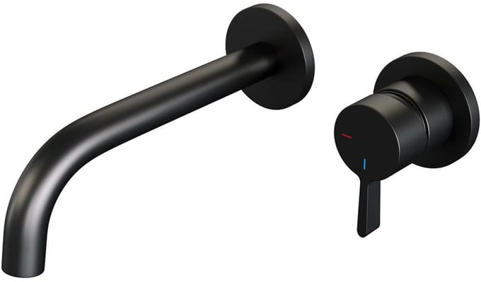 Brauer Black Edition Inbouw Wastafelmengkraan met Gebogen Uitloop en Rozetten Model E1 Mat Zwart