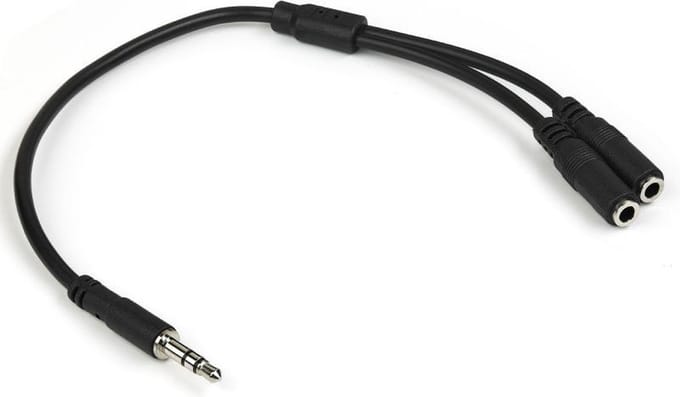 StarTech.com Slanke Stereo Splitterkabel Y-adapter 3,5mm Mannelijk naar 2x 3,5mm Vrouwelijk