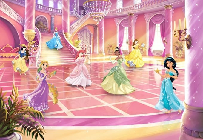 Komar Papierfotobehang Prinsessen Glitterparty - Roze - 2,54m X 368cm