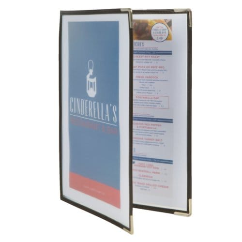 Securit® dubbelgevouwen, dubbelzijdige A4-menukaarthouder in kristal, set
