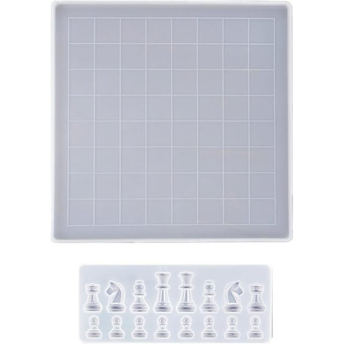 Schaakbord Hars Mal Set Schaakstukken Siliconen Mal Schaakbord Epoxy Gietmal voor DIY Kunst white
