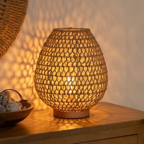 Atmosphera Tafellamp - Natuurlijk hout, 35,5 cm