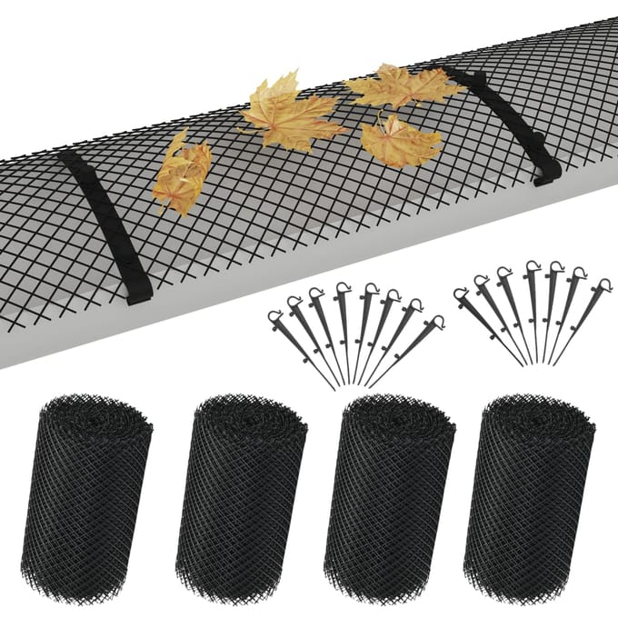 4 pièces. Filet de Protection pour Gouttière avec Fixations, PEHD, 1,08 m²