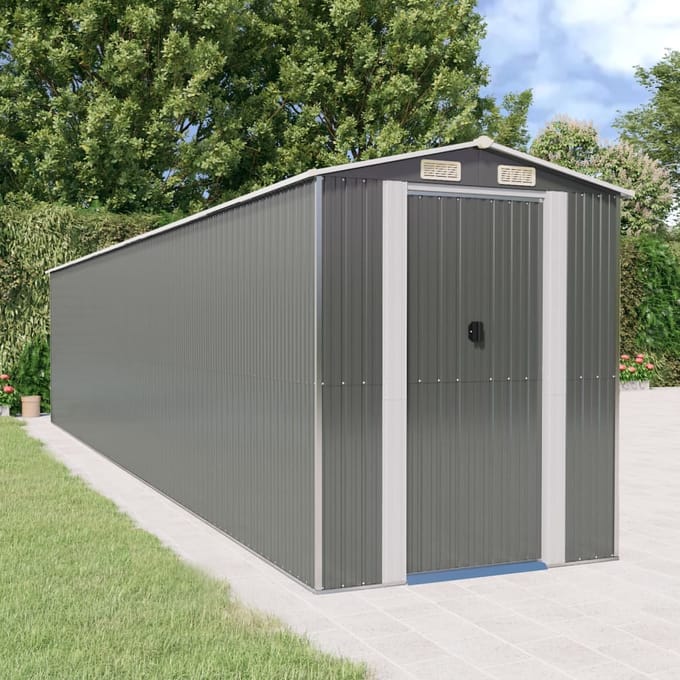 vidaXL - Tuinschuur - 192x938x223 - cm - gegalvaniseerd - staal - lichtgrijs