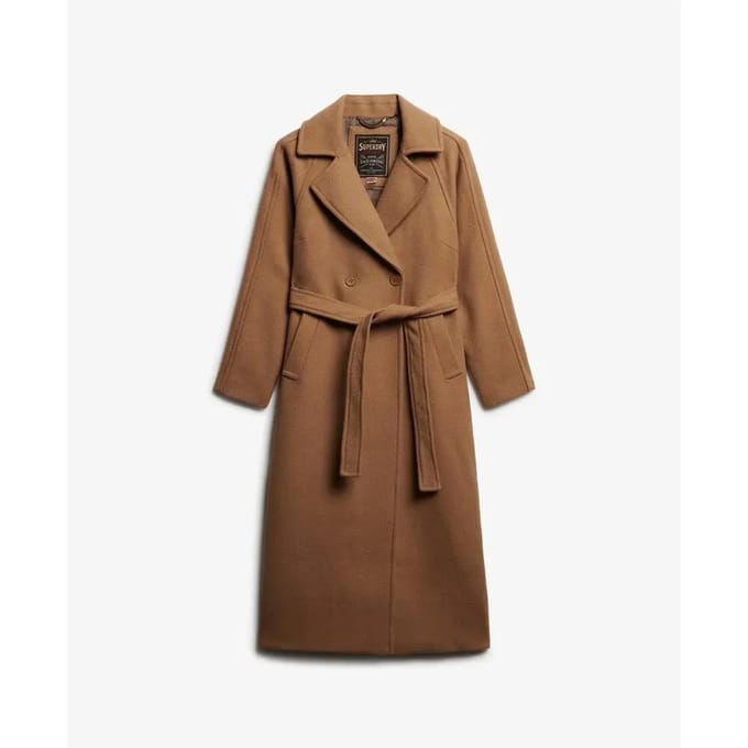 Superdry Relaxed Lange jas van Wolmix Brown Grootte: 40