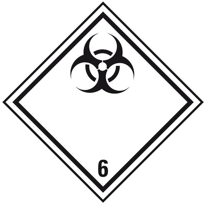 ADR klasse 6.2 sticker besmettelijke stoffen 100 x 100 mm