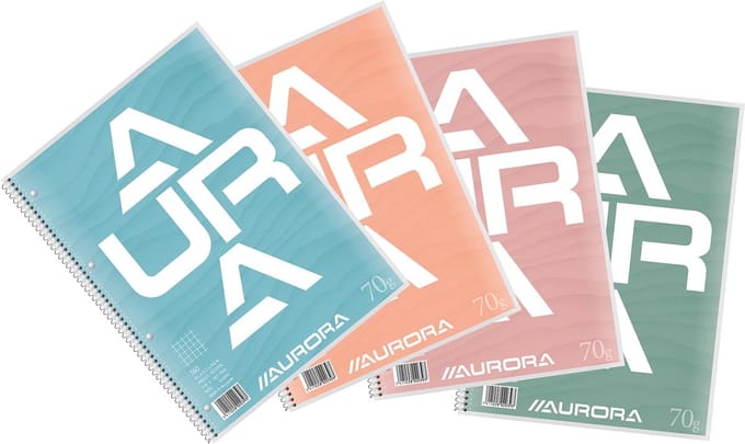 Aurora collegeblok A4, 70 g/mÃ‚Â², geruit 5 mm, 80 vel 10 stuks