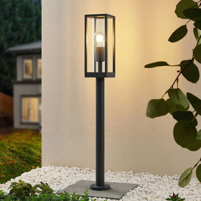 Lindby - Tuinpad verlichting - 1licht - Aluminium, glas - H: 80 cm - E27 - antraciet (RAL 7016)