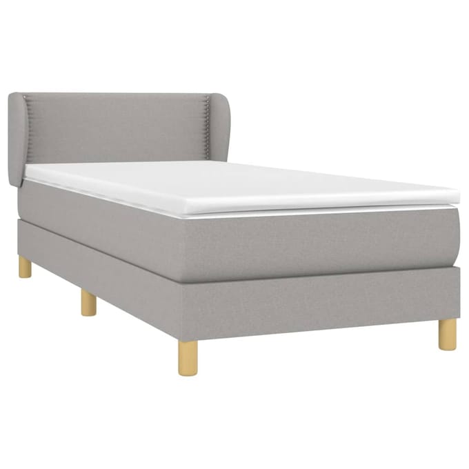 vidaXL - Boxspring - met - matras - stof - lichtgrijs - 100x200 - cm