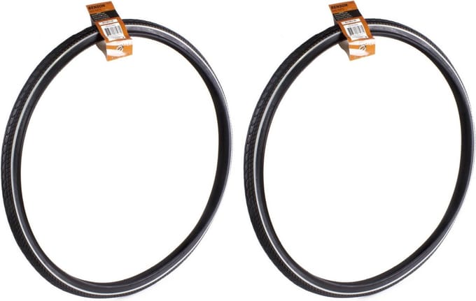 Benson Buitenband fiets - 2x - rubber - 26 inch x 1 3/8 - witte lijn
