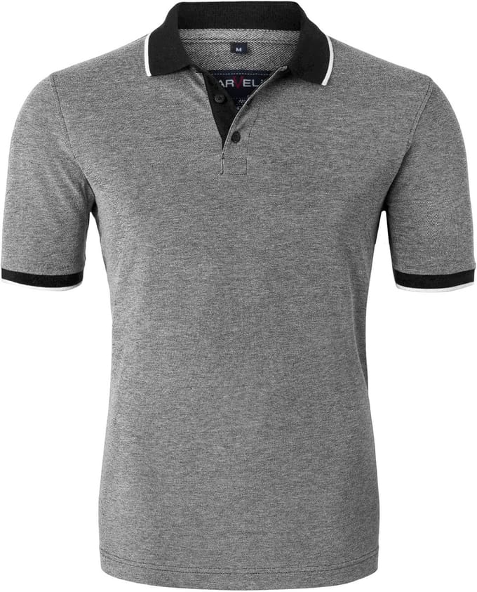 MARVELIS modern fit poloshirt - zwart-wit melange