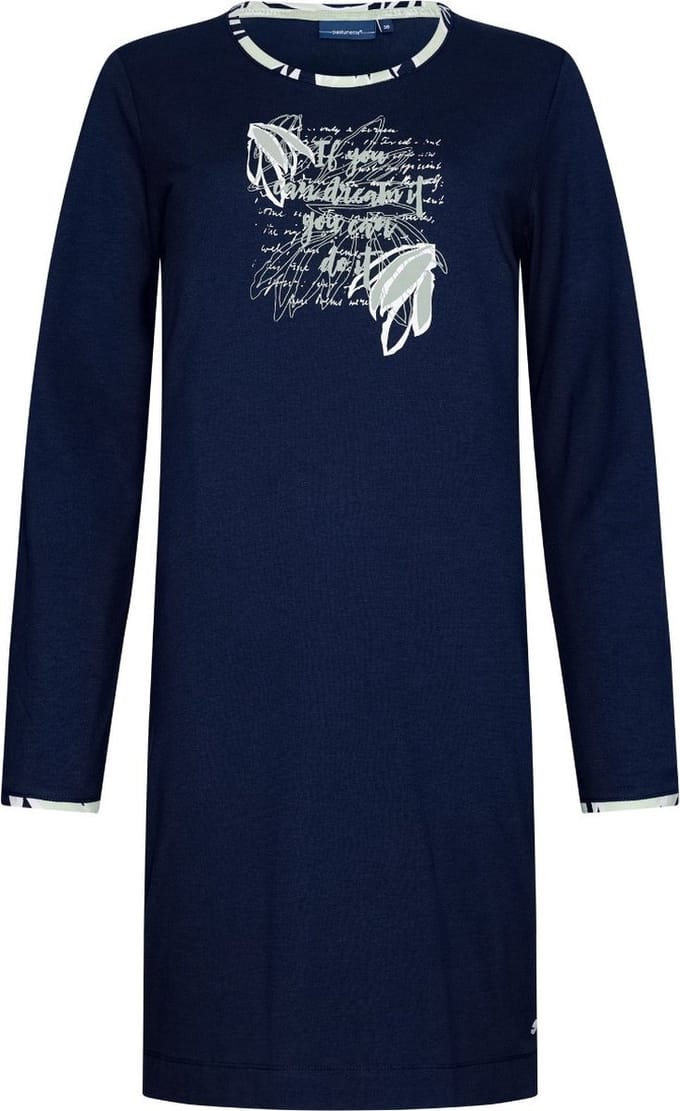 Dames Nachthemd Pastunette Flow - Katoen - Blauw - Maat 36