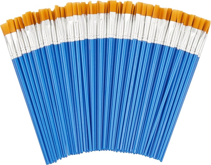 penselen - set van 100 - voor acryl- olie- en aquarelverf - synthetisch - plat