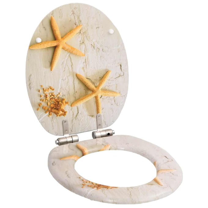 vidaXL - Toiletbrillen - 2 - st - met - soft-close - deksels - MDF - zeesterontwerp