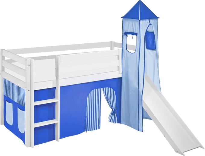 Halfhoogslaper Blauw met tent, toren en glijbaan