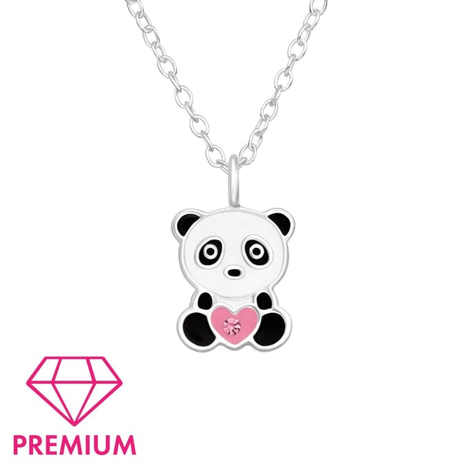 Princess Ketting Panda - 925 Zilver E-Coating - Dier - 9x8mm - 39cm