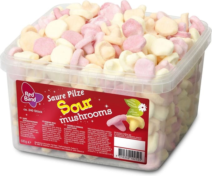 Red Band Sour Mushrooms 680 gram - snoep