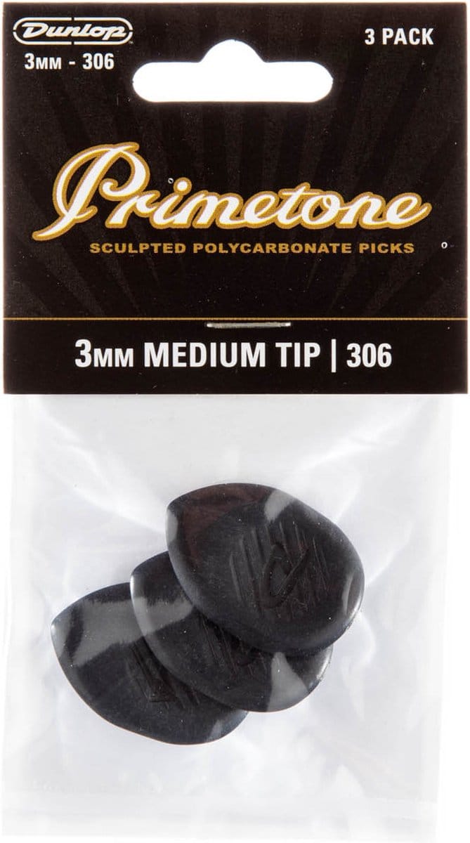 Jim Dunlop Primetone - Plectrums - Classic 306 Medium - Player's Pack 3 Stuks