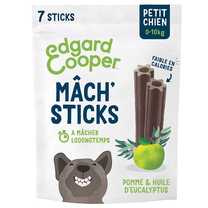 7 Edgard & Cooper Mâch' Sticks appel, eucalyptus voor kleine honden (tot 10 kg)